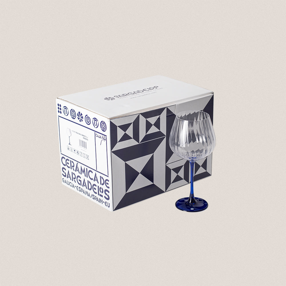 Pack 6 copas tallo azul cobalto